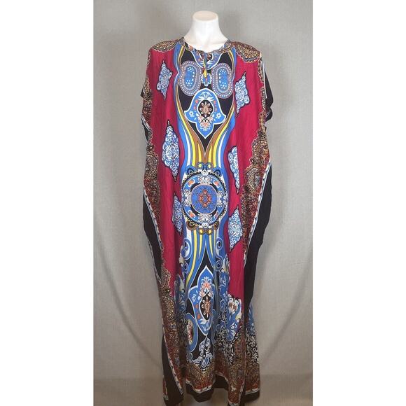 Kraton Mas Hadiputra Gemilang Batik Kaftan Modest No Side Slit House Dress Mumu - Picture 1 of 9